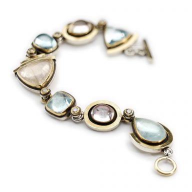 Aquamarine, Tourmaline and Diamond Bracelet