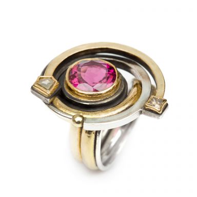 RIng with Pink Tourmaline and Diamonds