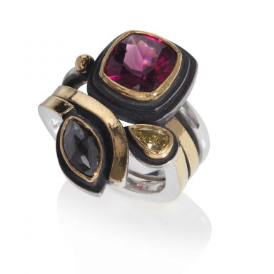 Ring with Rhodolite Garnet and Diamonds
