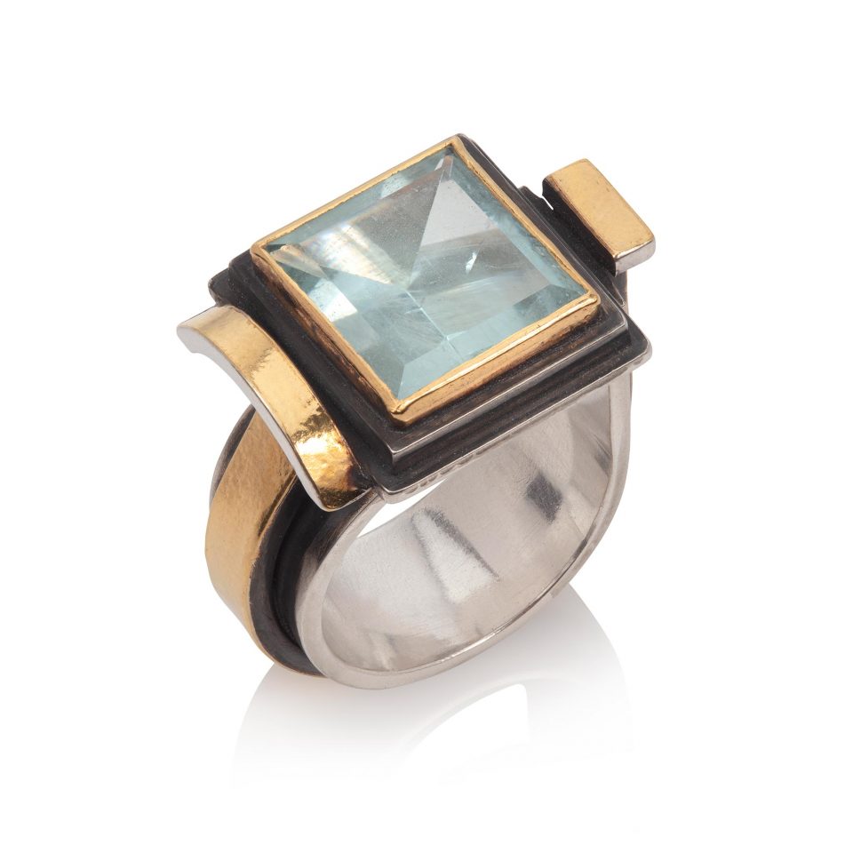 Aquamarine Ring in 24ct Gold and Silver